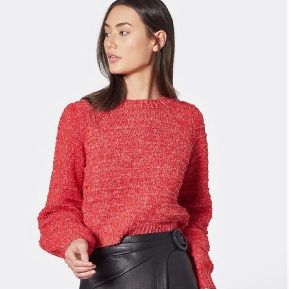 Joie Kore Puff Sleeve Red Cropped Sweater XXS